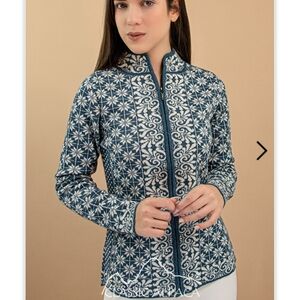 Classic Alpaca Blue and White Knit Jacket